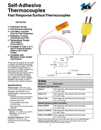 Thumbnail of document Data Sheet - SA3-3 Self-Adhesive Polyimide Fast Response Surface Thermocouples - High Temp